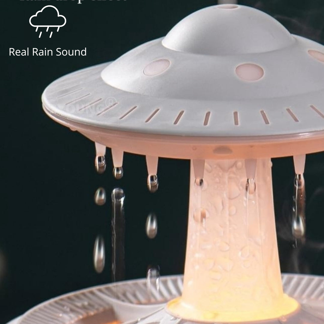 Cloud Rain Humidifiers Essential Oil Diffuser with 7 Colors nightlights Aromatherapy Diffuser Desk Fountain for Relaxing Mood Waterdrop Sound Rain Drop Diffuser Rain Sound Lamp (White, 350 ml)